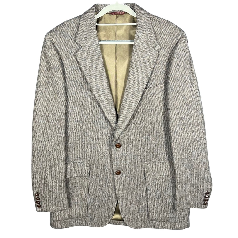 Cricketeer Blazer Mens 40R Tan Wool Tweed Two Button Vintage Macy's USA Made